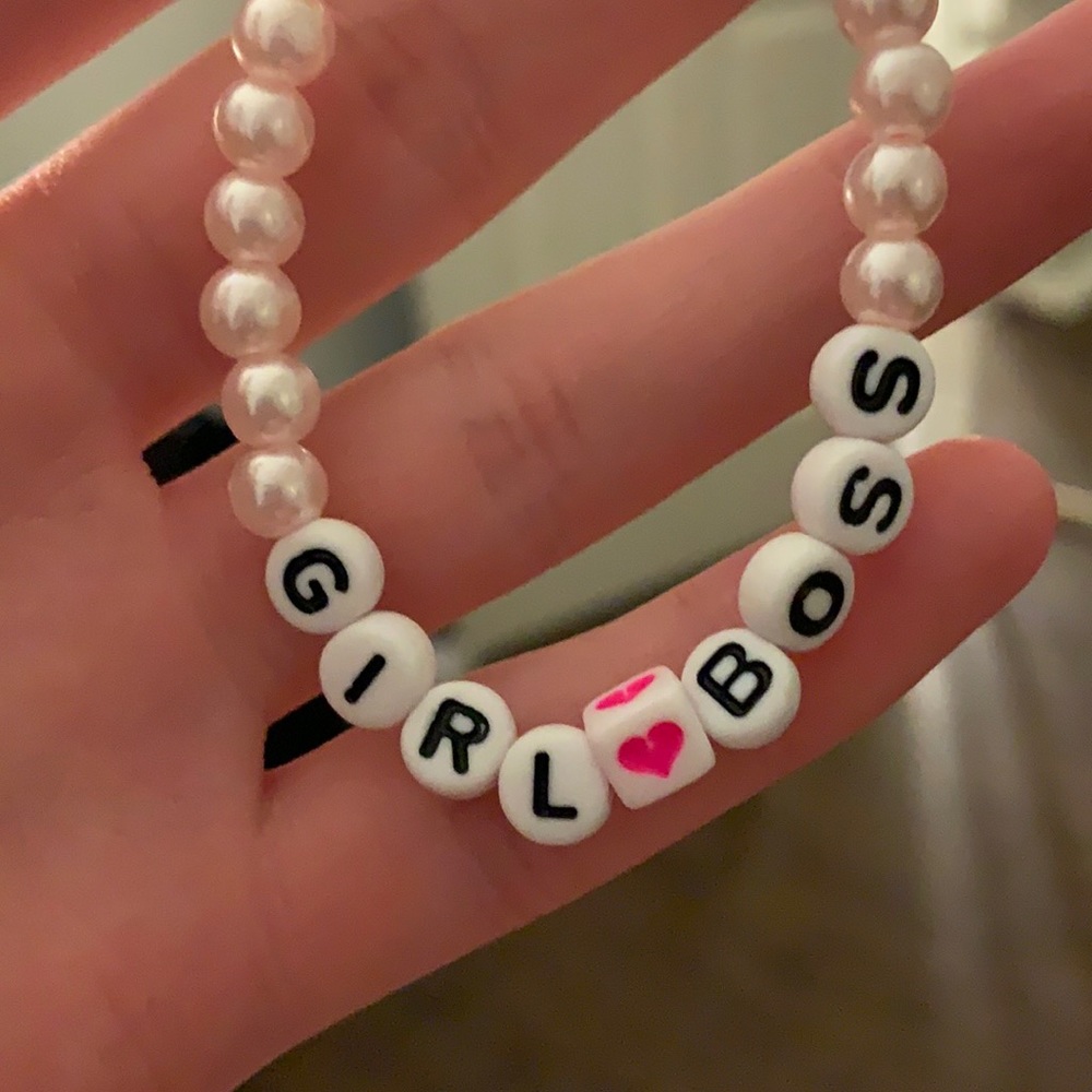 ⭐️Super cute home made pearl “Girl Boss” bracelet